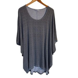 Bryn Walker Top Women L Gray Herringbone Poncho Dolman Sleeve USA Tunic Stretch‎